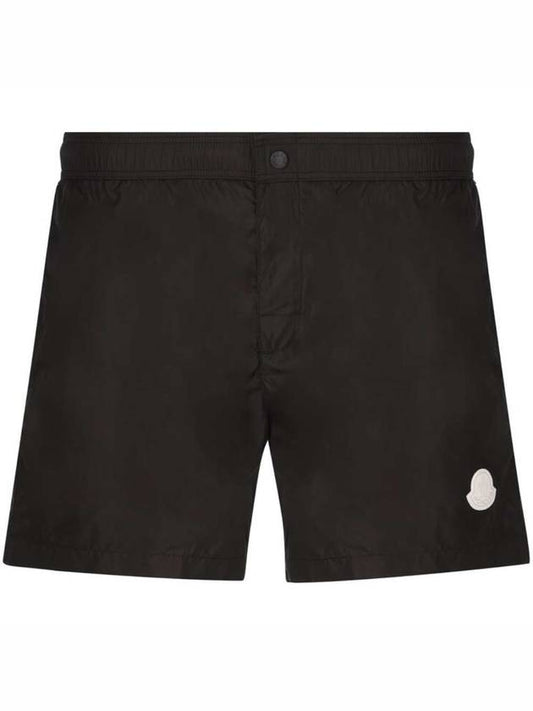 Men's Logo Patch Swim Shorts Black - MONCLER - BALAAN.