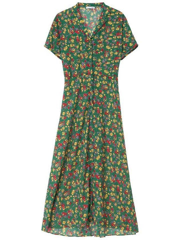 Special Pattern Picnic Short Sleeve Long Dress Green - RS9SEOUL - BALAAN 1