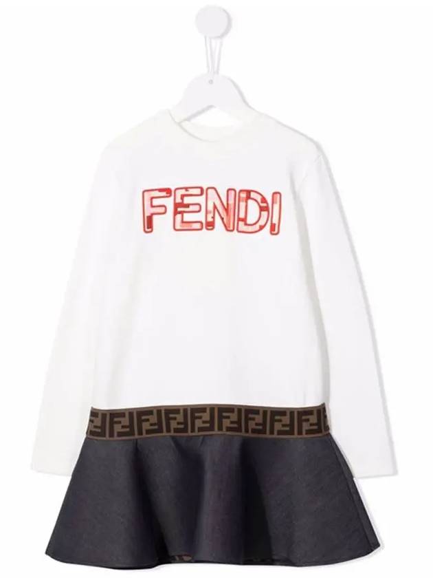 Kids Embroidered Logo Cotton Dress JFB473 AEZQ F0ZNM - FENDI - BALAAN 2