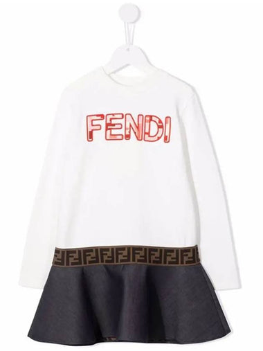 Kids Women Logo Cotton Dress JFB473 AEZQ F0ZNM - FENDI - BALAAN 1