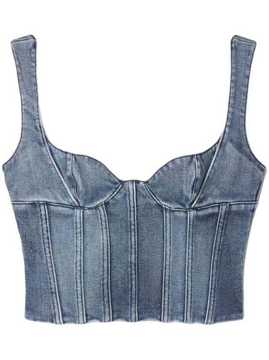 bustier denim crop top OWYP007S24DEN0014000 - OFF WHITE - BALAAN 1