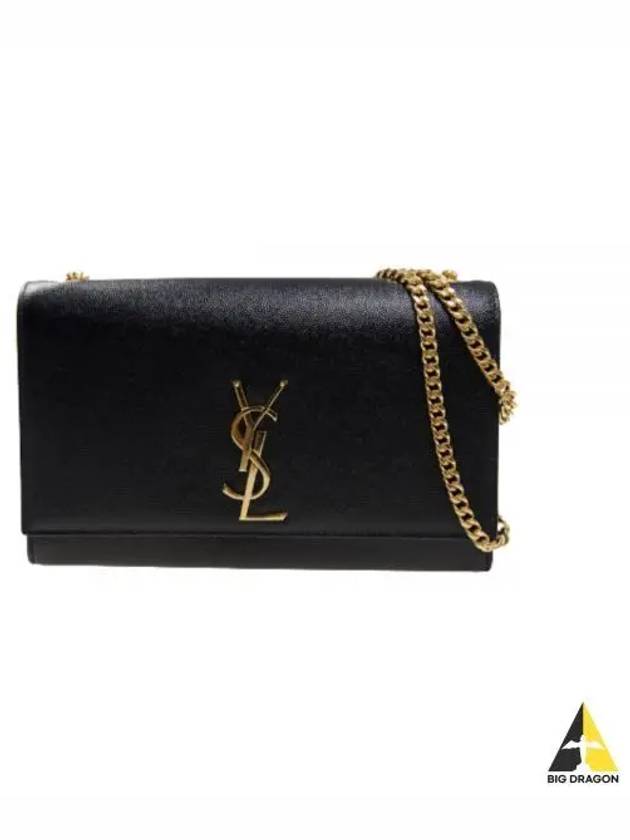 Monogram Kate Chain Gold Hardware Medium Cross Bag Black - SAINT LAURENT - BALAAN 2