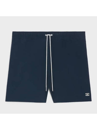 Triomphe Embroidered Swim Shorts Navy - CELINE - BALAAN 1