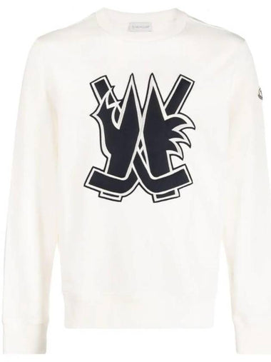 Hockey Logo Patch Sweatshirt White - MONCLER - BALAAN 1