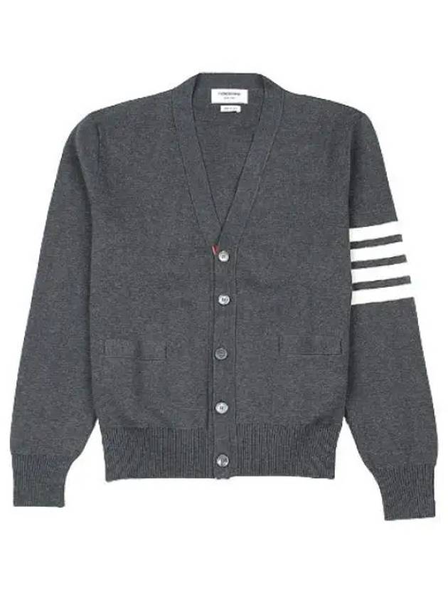 Milano Stitch 4-Bar Cardigan Medium Grey - THOM BROWNE - BALAAN 2