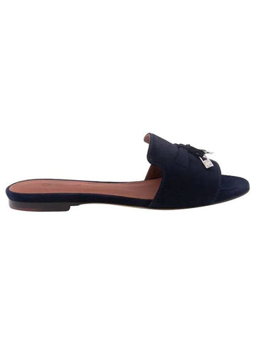 Summer Charms Suede Sandal Slippers Navy - LORO PIANA - BALAAN 1