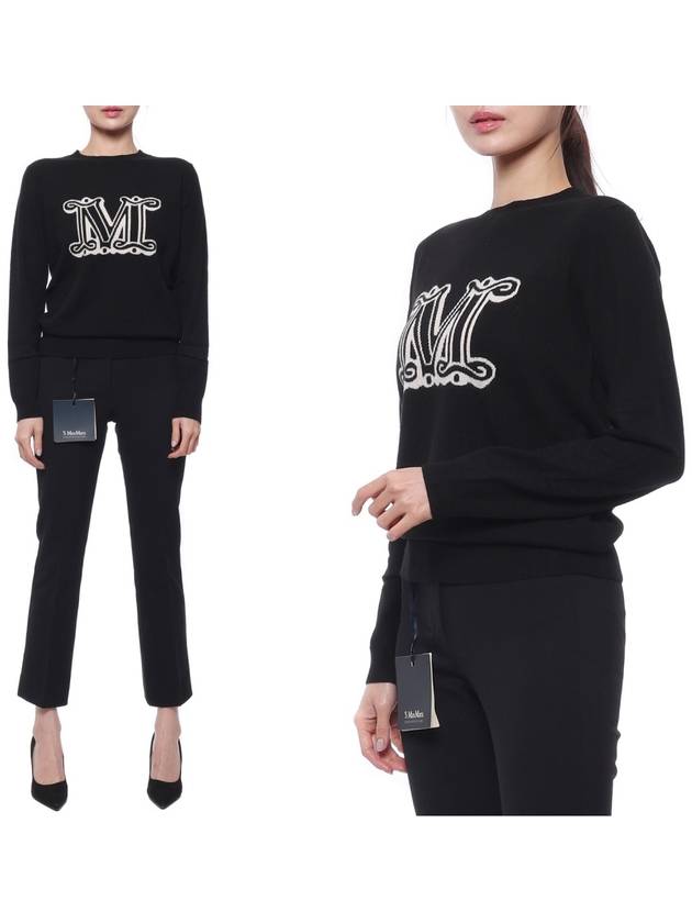 Women's Pamir Crew Neck Logo Knit Top Black - MAX MARA - BALAAN 2