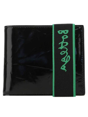 Elastic Band Logo Bifold Half Wallet Black - BOTTEGA VENETA - BALAAN 1