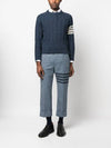 Donegal Twist Cable 4-Bar Classic Crewneck Knit Top Blue - THOM BROWNE - BALAAN 5