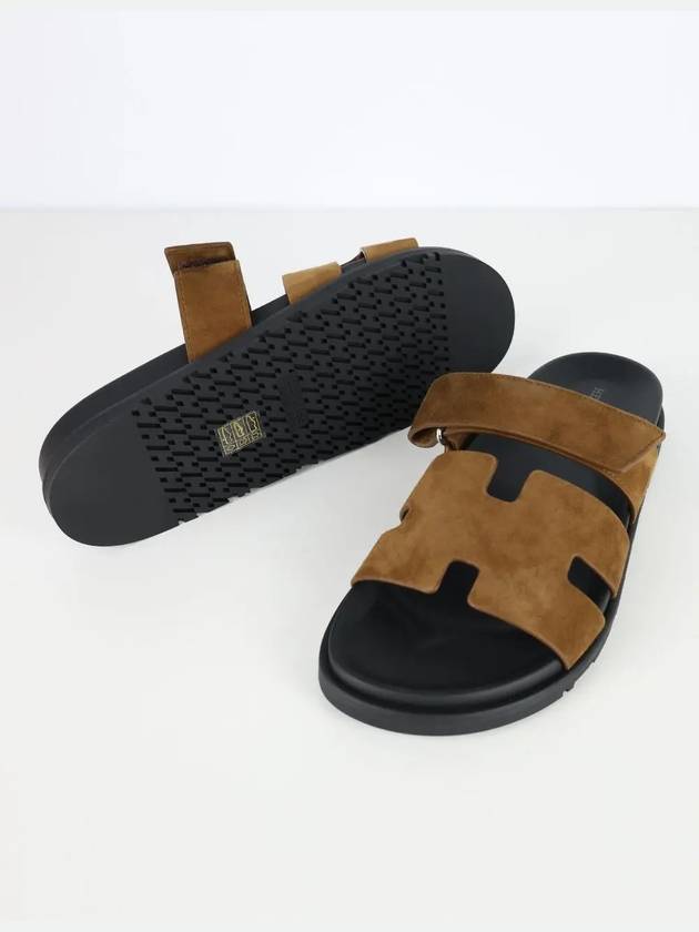 Chypre Suede Goatskin Sandals Brown - HERMES - BALAAN 5