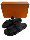 Hermes Chypre H Logo Calfskin Sandals Black - HERMES - BALAAN 2