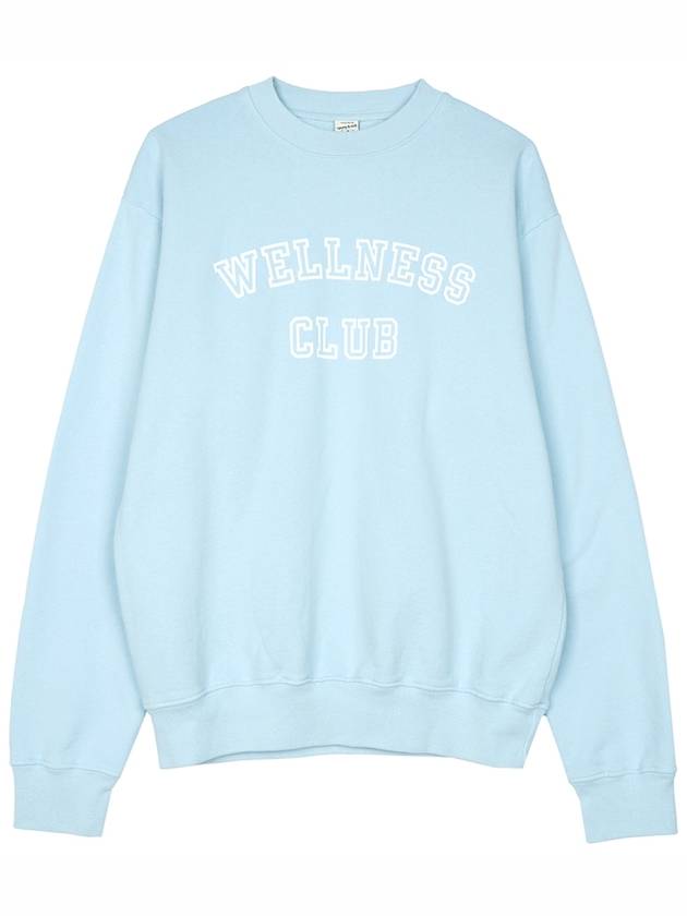 Wellness Club Flock Crew Neck Cotton Sweatshirt Baby Blue - SPORTY & RICH - BALAAN 2