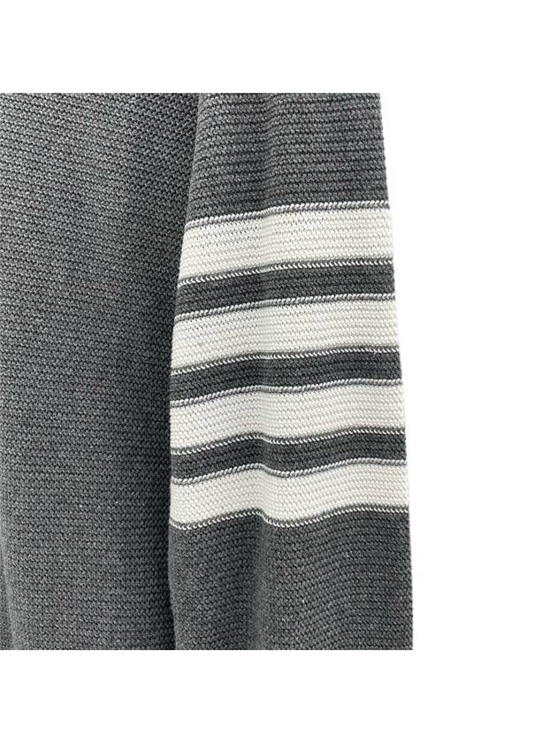 4 Bar Stripe Open Raschel Stitch Sweatshirt Grey - THOM BROWNE - BALAAN 5