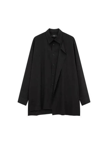 Yohji Yamamoto Y s Button Up Easy Slit Shirt Black - YOHJI YAMAMOTO - BALAAN 1