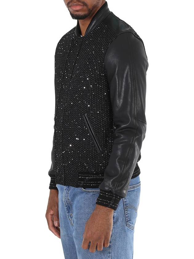 Saint Laurent Black Glitter Detail Leather Jacket, Brand Size 50 - SAINT LAURENT - BALAAN 2