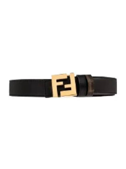 FF Squared Leather Belt Black Brown - FENDI - BALAAN 2