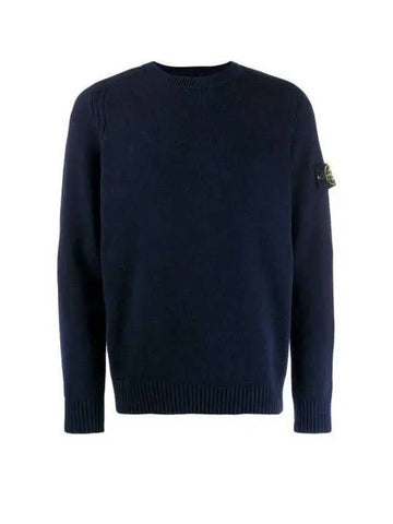 Wappen Patch Wool Blend Knit Top Navy - STONE ISLAND - BALAAN 1