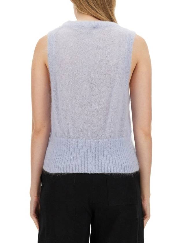 Tie String Light Mohair Vest Heather - GANNI - BALAAN 3