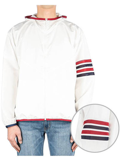 Military Ripstop Mesh 4-Bar Packable Hooded Jacket White - THOM BROWNE - BALAAN 2