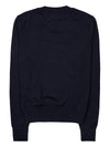 Heart Embroidered Logo Crew Neck Knit Top Navy - AMI - BALAAN 3