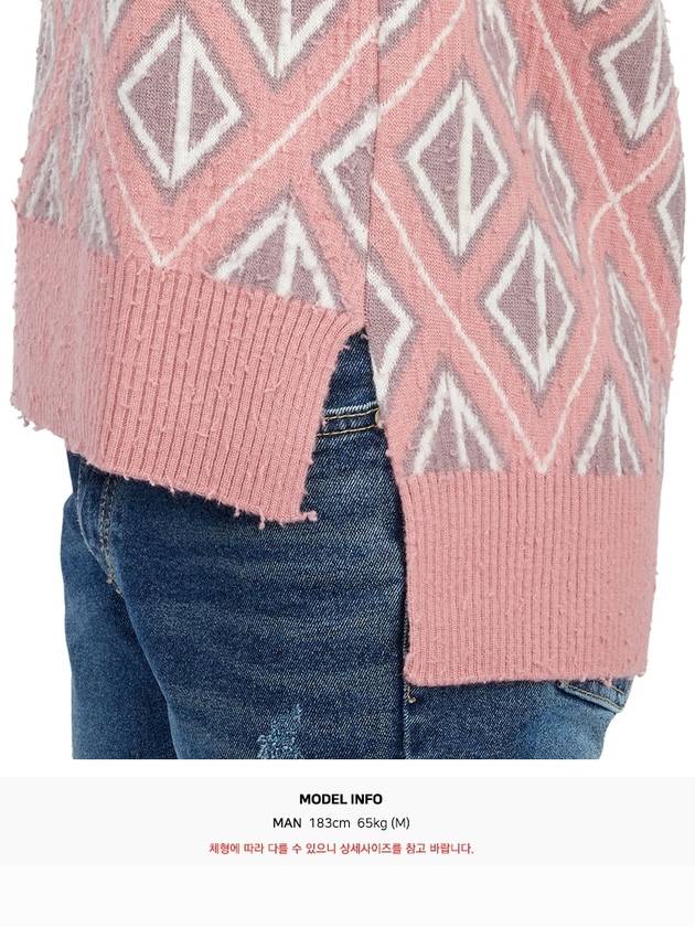 CD Diamond Motif Pattern Wool Knit Top Pink - DIOR - BALAAN 10