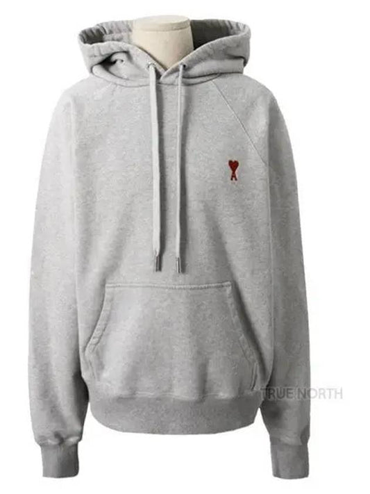 Small Heart Logo Hoodie Heather Ash Grey - AMI - BALAAN 2