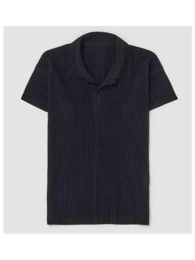 Pleated Polo Shirt Black - ISSEY MIYAKE - BALAAN 2