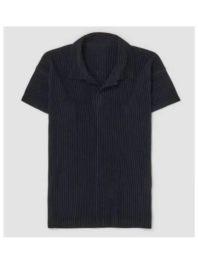 Pleated Polo Shirt Black - ISSEY MIYAKE - BALAAN 2