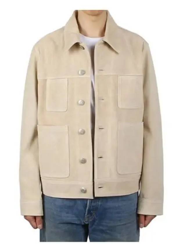 Button Suede Jacket Beige - AMI - BALAAN 2