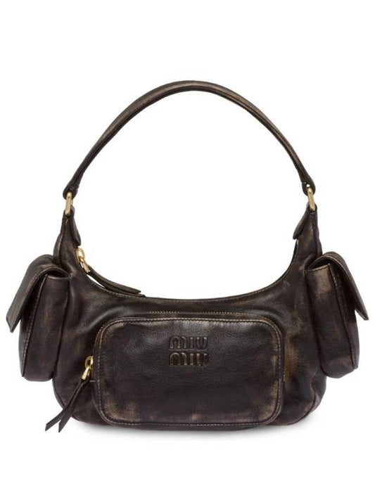 Pocket Embossed Logo Nappa Leather Shoulder Bag Sand Coffee - MIU MIU - BALAAN 1