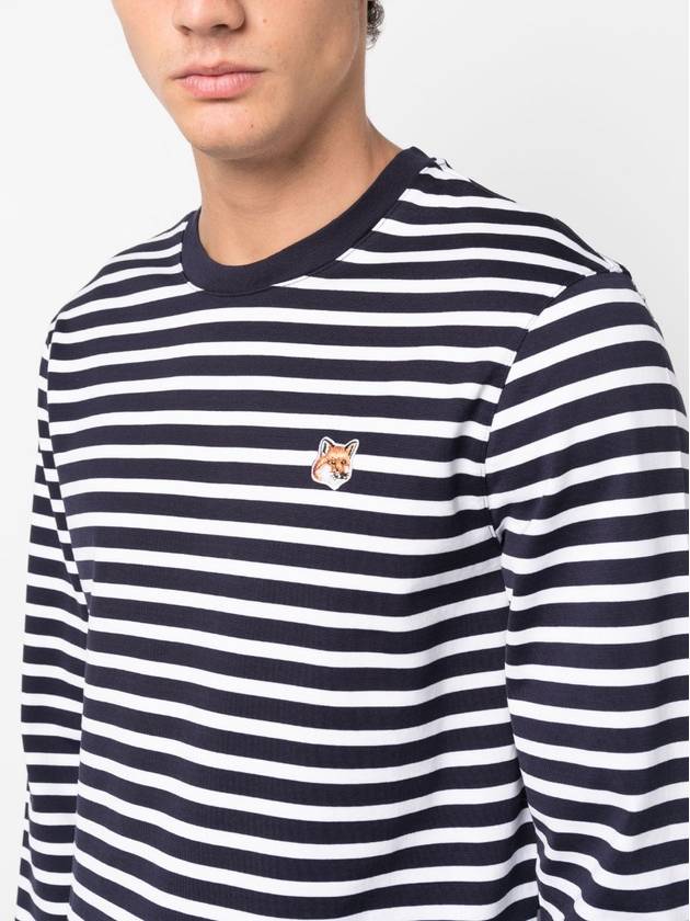 Fox Head Patch Regular Marin Long Sleeve T Shirt Navy Stripes - MAISON KITSUNE - BALAAN 5