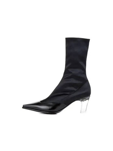 Women's Stretch Satin Ankle Boots Black 270231 - GIORGIO ARMANI - BALAAN 1