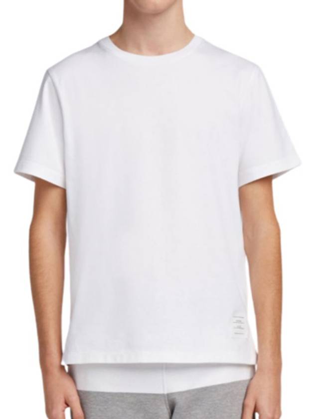 Men's Side Slit Relaxed Short Sleeve T-Shirt White - THOM BROWNE - BALAAN 5