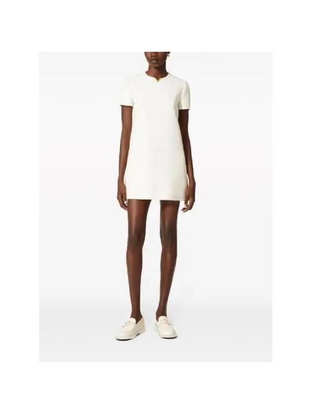 Wool Silk Blend Short Dress White - VALENTINO - BALAAN 5