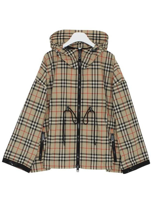 Women's Back-tone Check Zip-up Hooded Jacket Beige - BURBERRY - BALAAN 2