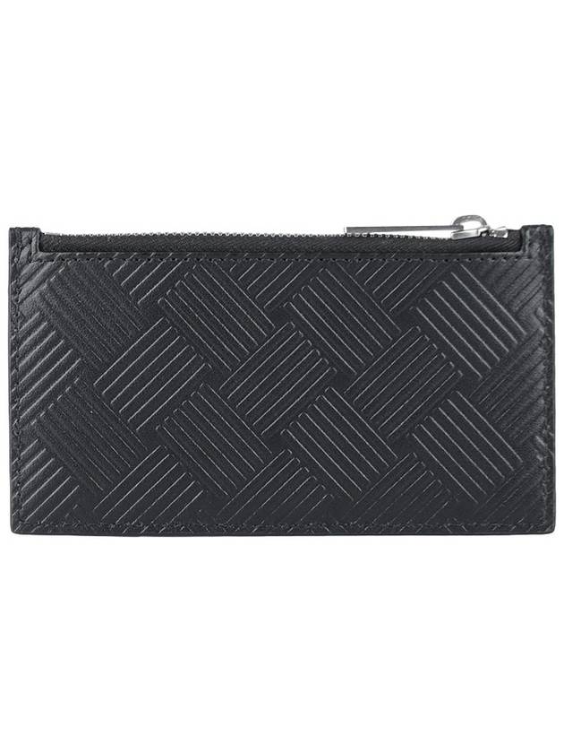 Weaving Pattern Zipper Card Wallet Black - BOTTEGA VENETA - BALAAN 4