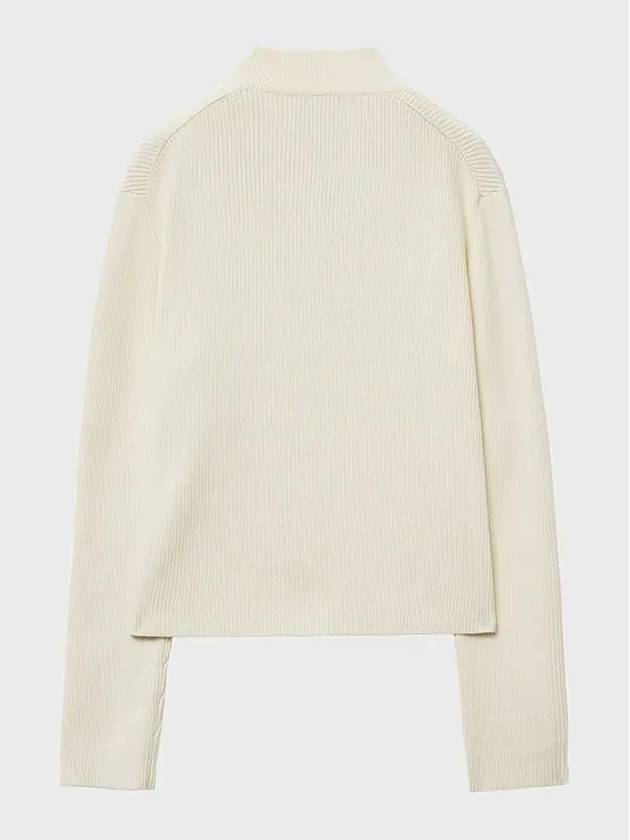 Cotton Zip-Up Knit Top Ivory - NOIRER FOR WOMEN - BALAAN 4