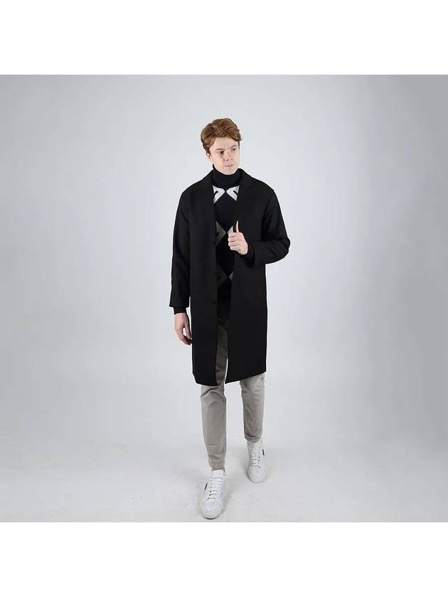 Black viscose single long coat CO108 - IKALOOOK - BALAAN 3