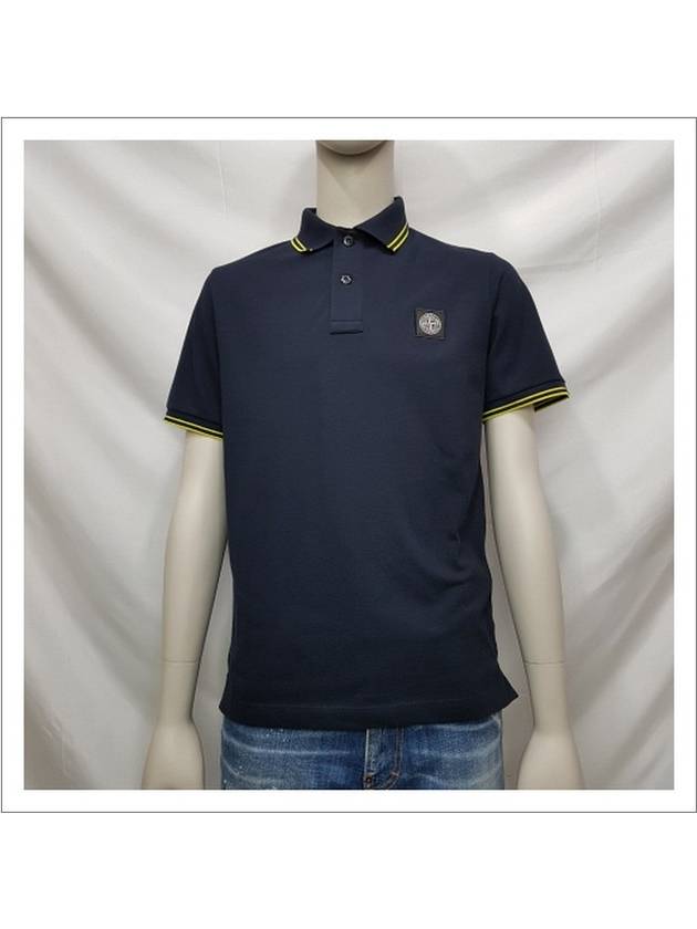 Men's Two Line Logo Patch PK Shirt Navy - STONE ISLAND - BALAAN.