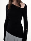 cutout zipper cotton long sleeve t-shirt black - JINJUSE - BALAAN 3