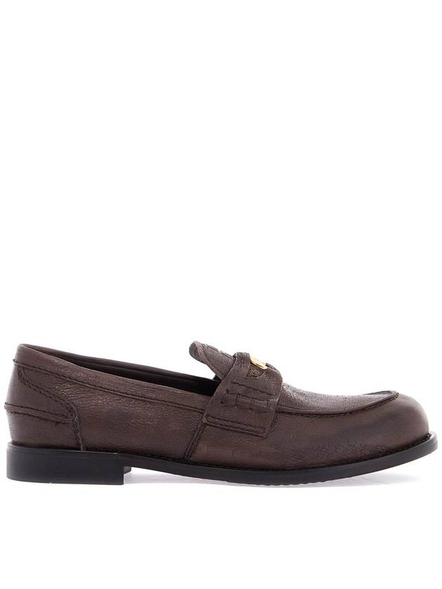 vintage-effect leather penny loafers - MIU MIU - BALAAN 1