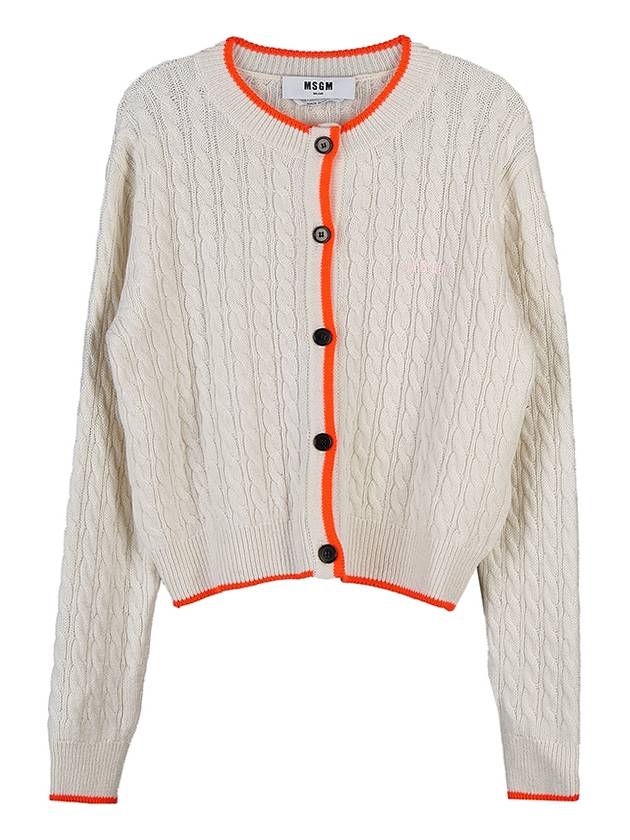 Women's Twist Knit Cardigan White - MSGM - BALAAN.