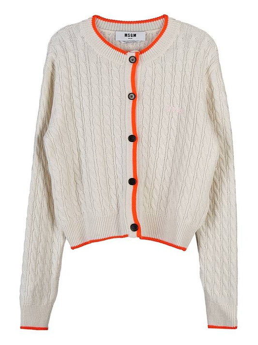 Women's Twist Knit Cardigan White - MSGM - BALAAN.