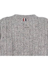 Donegal Twist Cable 4-Bar Classic Crewneck Knit Top Light Grey - THOM BROWNE - BALAAN 5