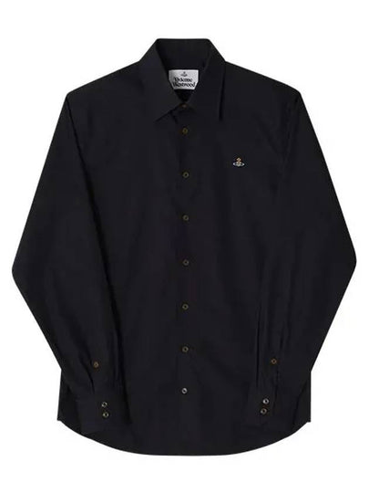 Men's Embroidered ORB Long Sleeve Shirt Black - VIVIENNE WESTWOOD - BALAAN 2