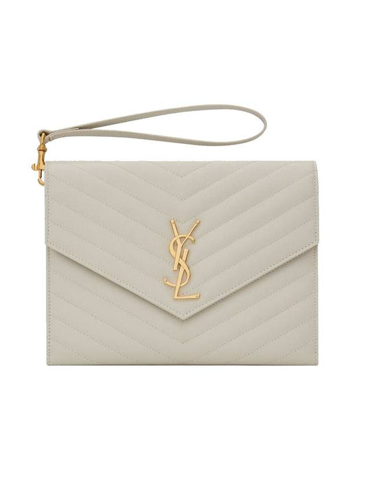 Grain De Poudre Cassandre Clutch Bag Blanc Vintage - SAINT LAURENT - BALAAN 1