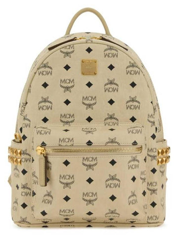 Visetos Small Stark Pyramid Studs Backpack Ivory - MCM - BALAAN 1