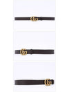 Men's GG Marmont Double G Buckle Gold Hardware Leather Belt Dark Brown - GUCCI - BALAAN 3