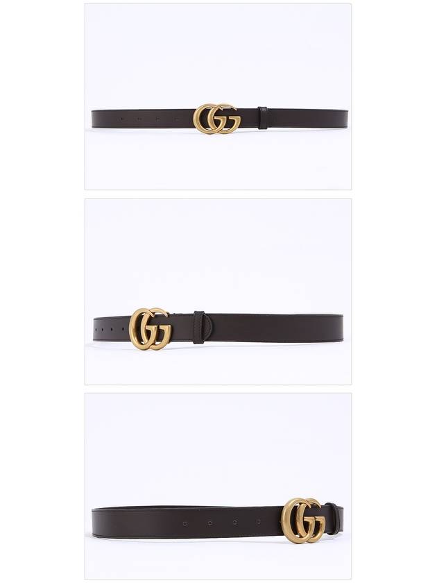 Men's GG Marmont Double G Buckle Gold Hardware Leather Belt Dark Brown - GUCCI - BALAAN 3