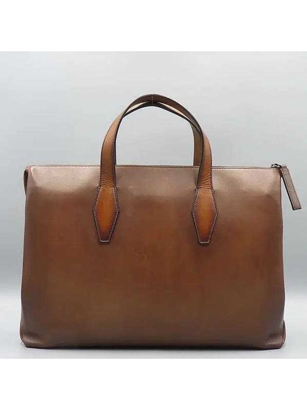 Perspective brown leather briefcase - BERLUTI - BALAAN 3